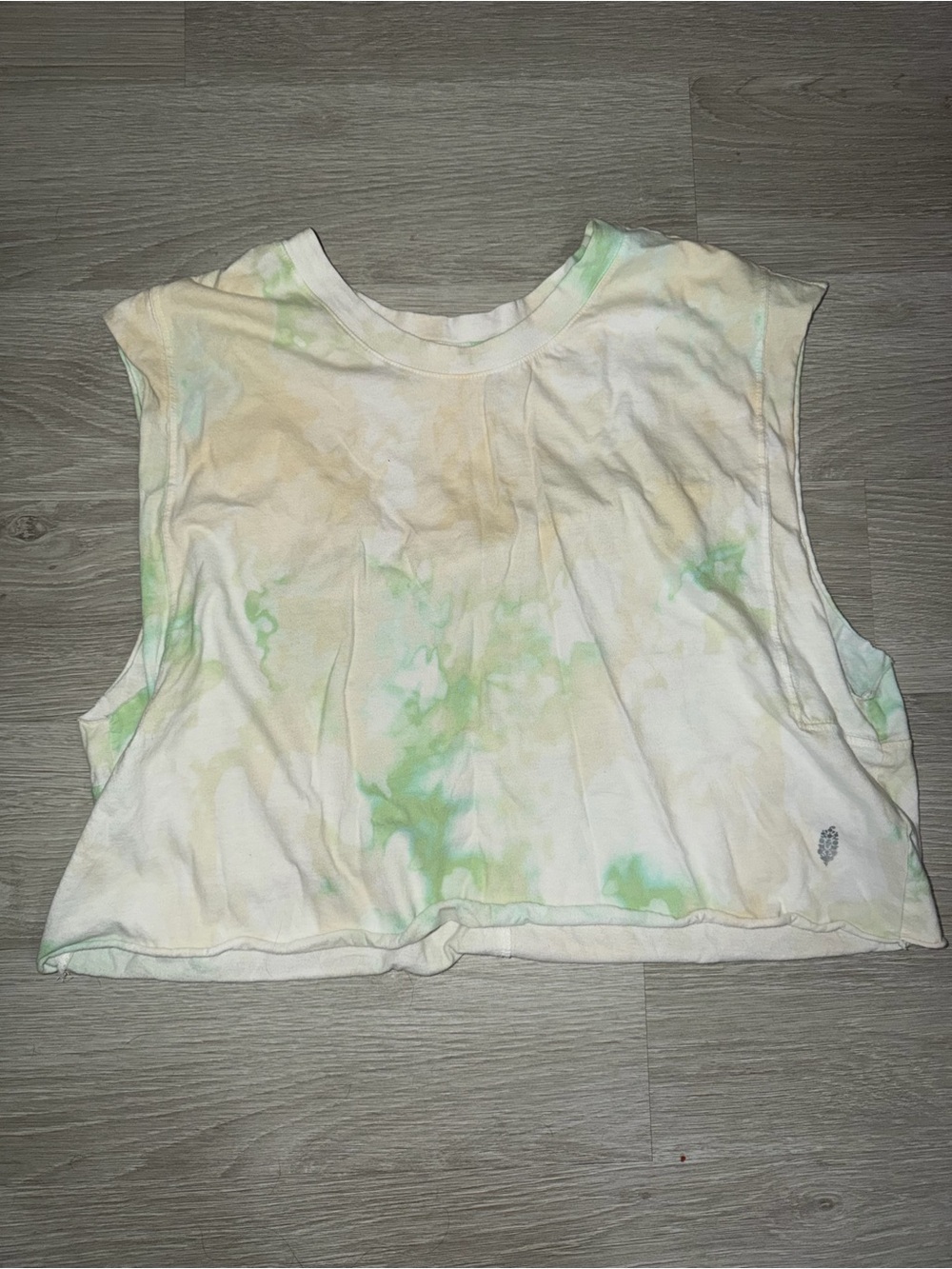 Free People Cropped Tie-Dye Muscle Tank in White, Green, Yellow
